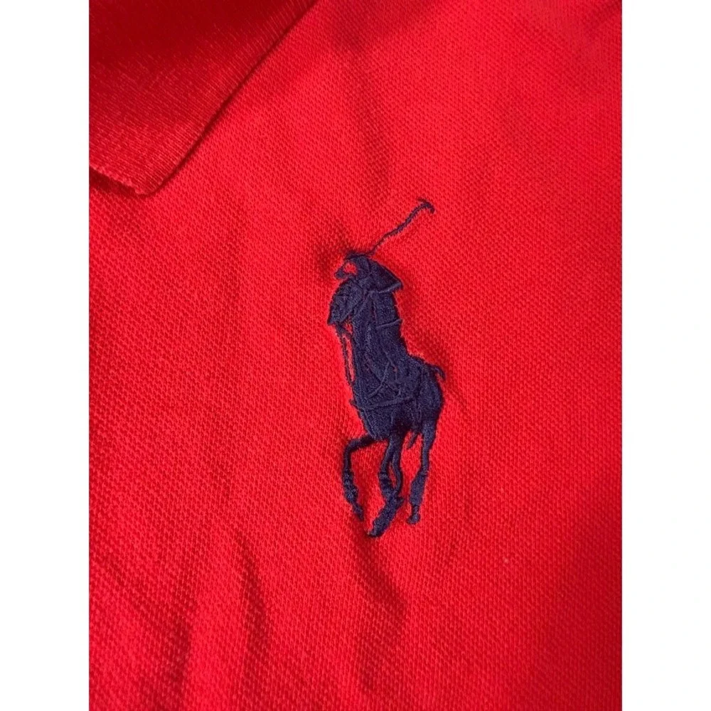 Vintage Polo Ralph Lauren Mens Red Short Sleeve Polo Shirt Blue Big‎ Pony 3XL